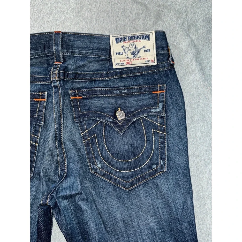 True Religion Joey Jeans Mens Blue Bootcut Dark Wash Denim Size‎ 38